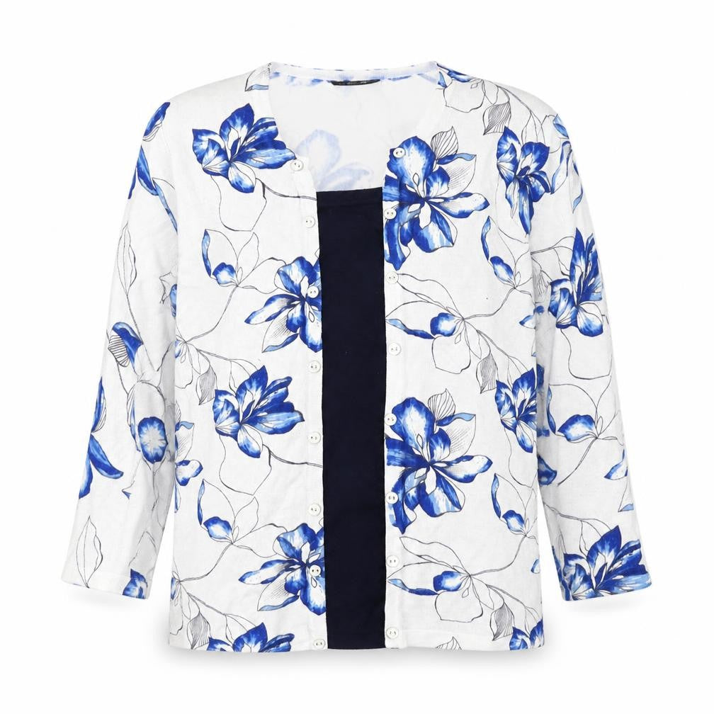 Just Elegance Womens Multicoloured Floral Viscose Basic Blouse Size M Square Neck