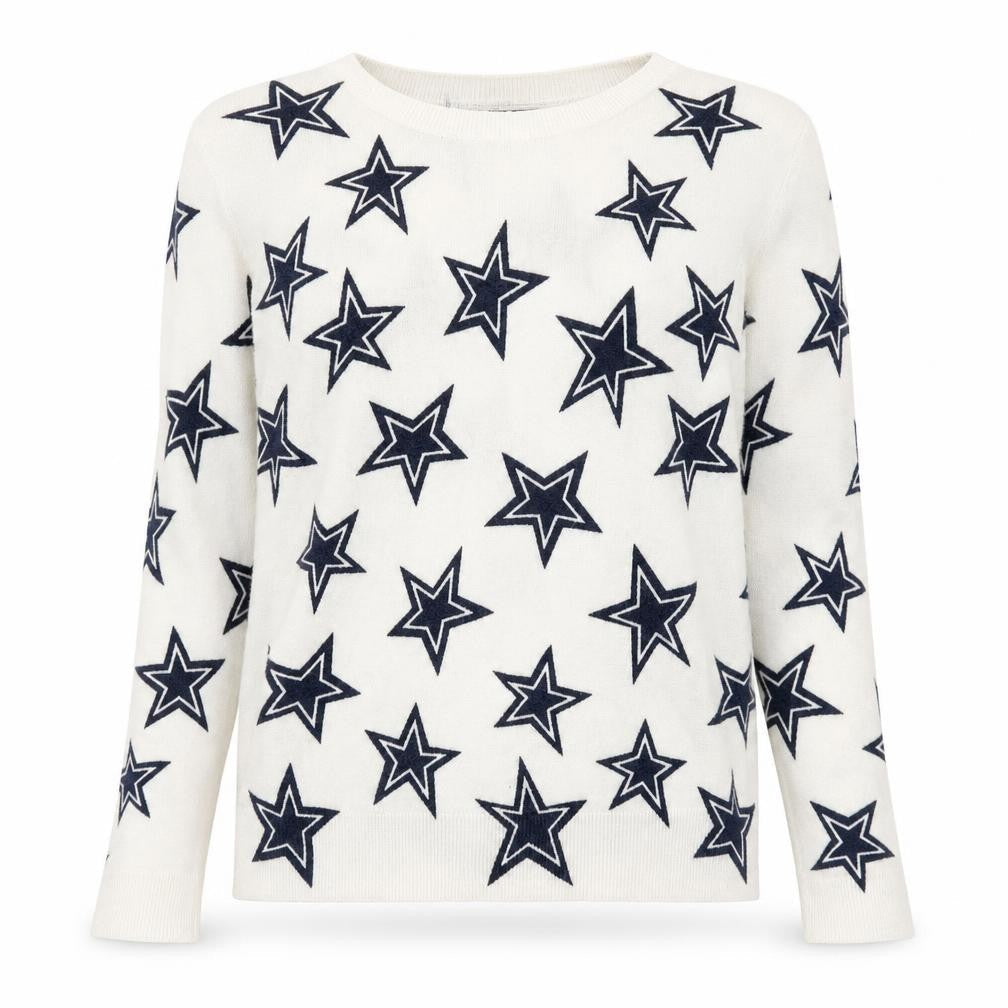 Marks & Spencer Womens White Round Neck Geometric Acrylic Pullover Jumper Size 8