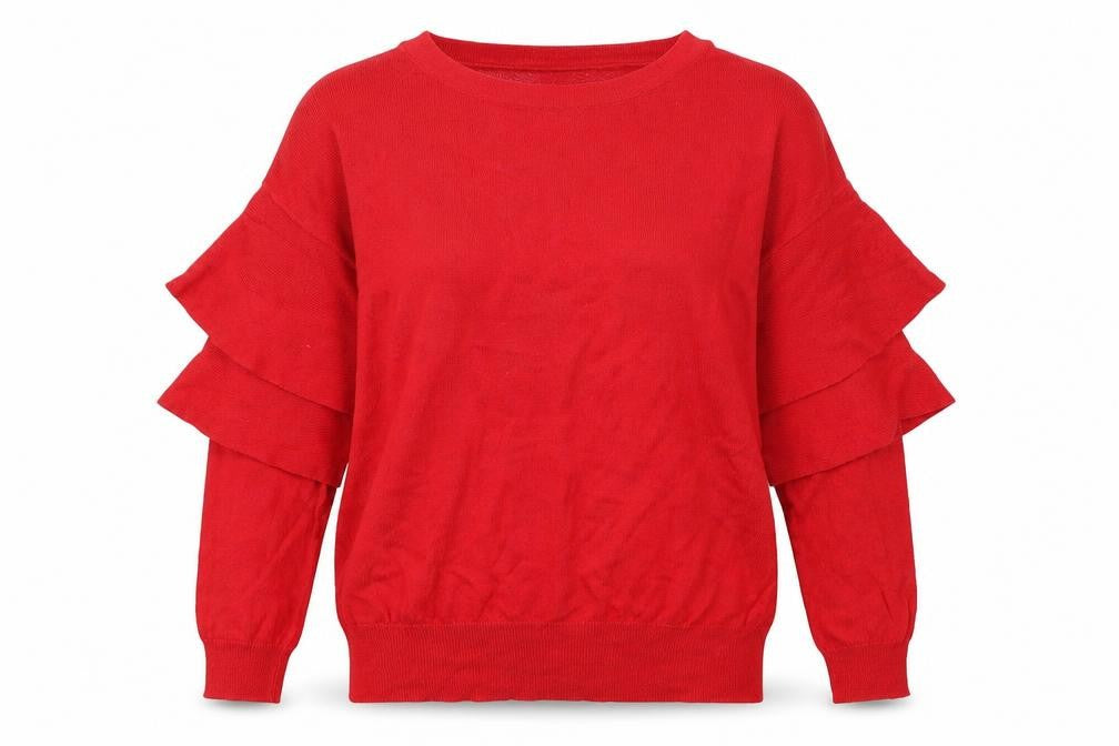 F&F Womens Red Round Neck  Viscose Pullover Jumper Size 10