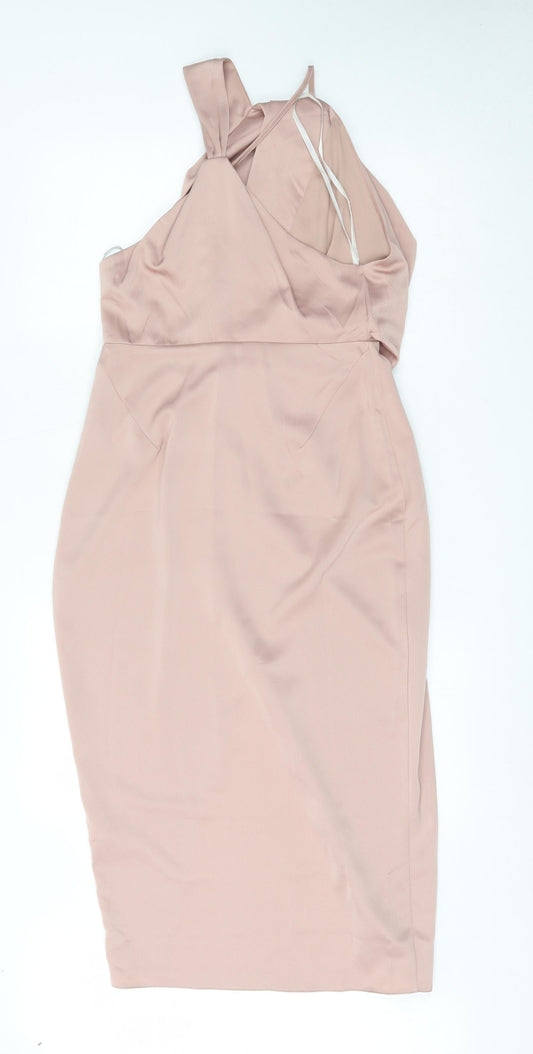 ASOS Womens Pink  Polyester Shift  Size 10  Cowl Neck Zip