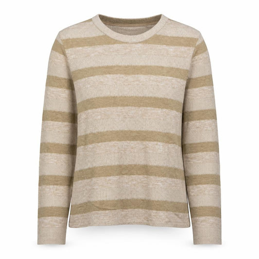 Marks and Spencer Womens Beige Striped Polyester Pullover Sweatshirt Size 8