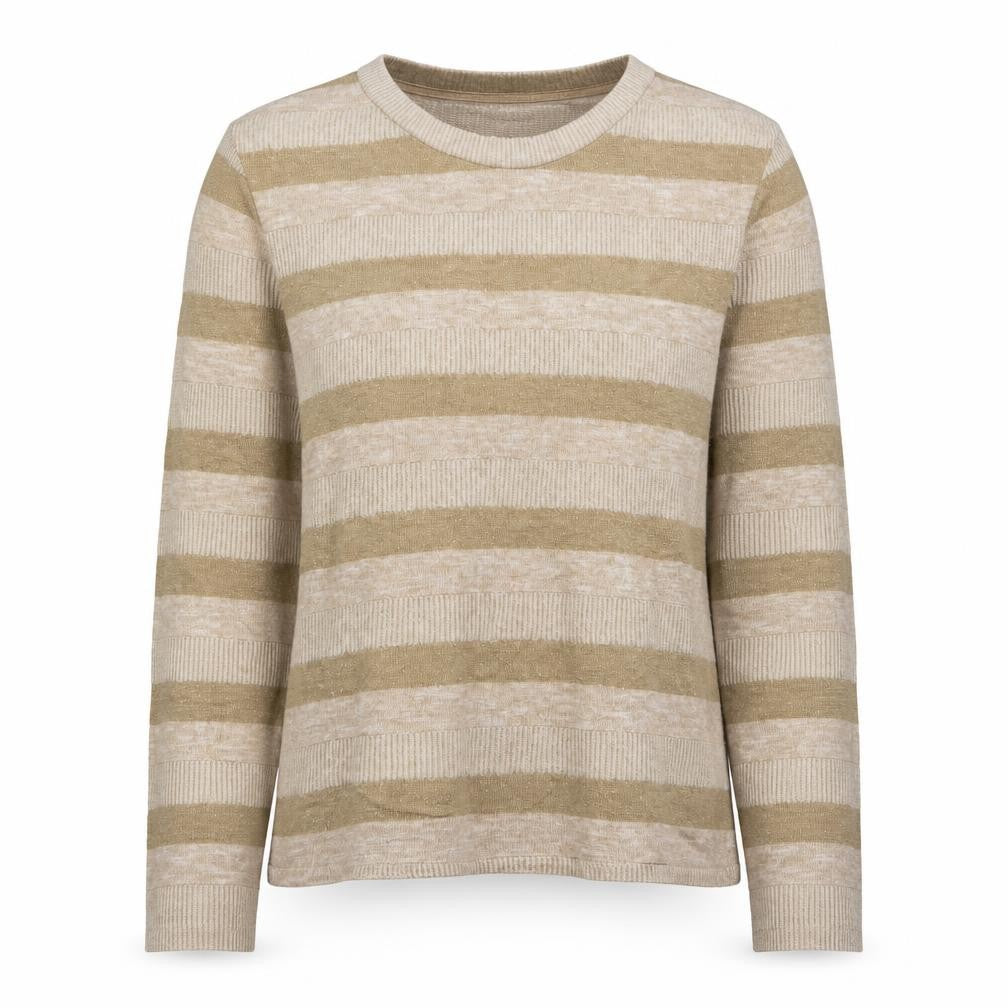 Marks & Spencer Womens Beige Striped Polyester Pullover Sweatshirt Size 8