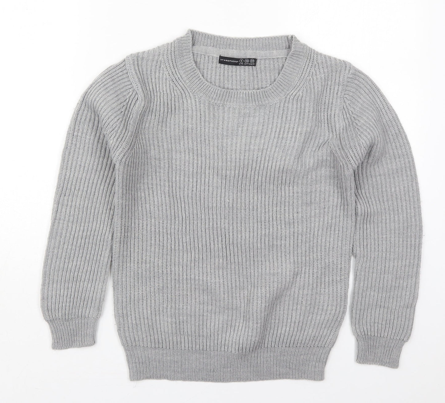 Atmosphere Womens Grey Crew Neck  Acrylic Pullover Jumper Size 8