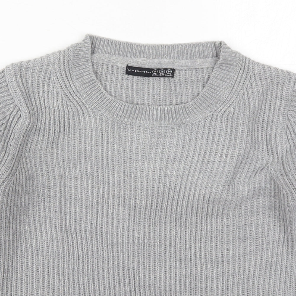 Atmosphere Womens Grey Crew Neck  Acrylic Pullover Jumper Size 8