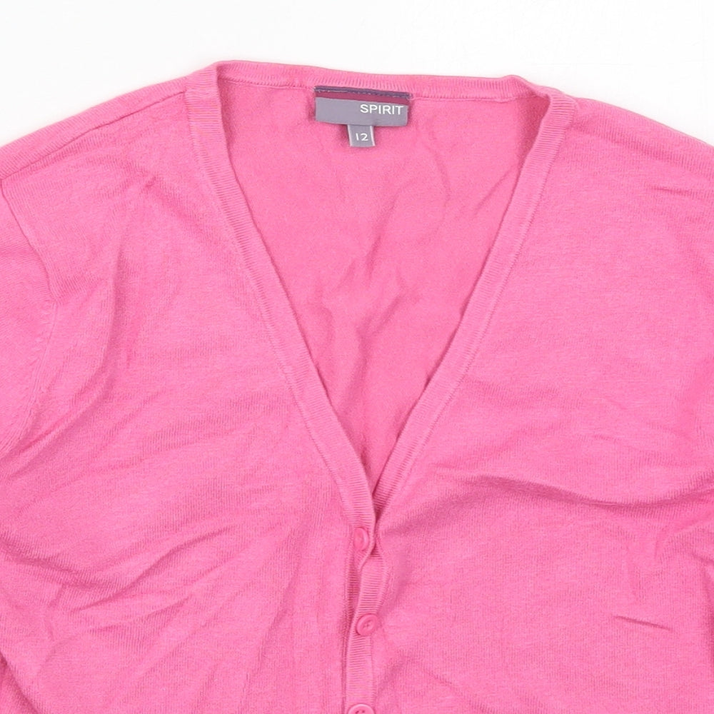 Spirit Womens Pink V-Neck  Viscose Cardigan Jumper Size 12