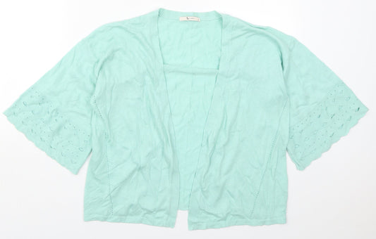 TU Womens Green V-Neck  Nylon Cardigan Jumper Size 12