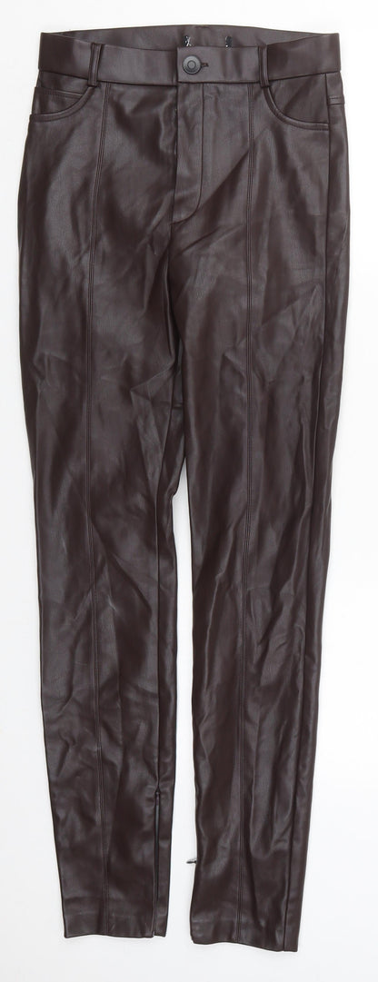 Preworn Womens Brown  Polyurethane Trousers  Size 27 in L29 in Regular Button