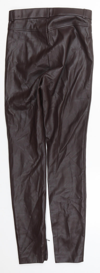 Preworn Womens Brown  Polyurethane Trousers  Size 27 in L29 in Regular Button