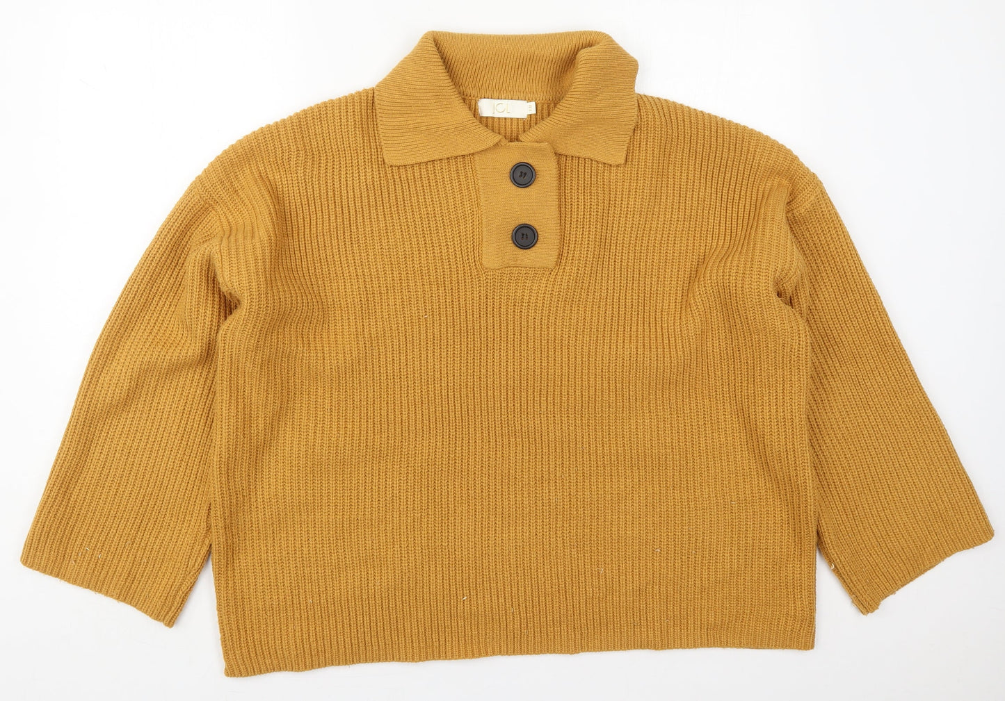 JCL Womens Orange Collared  Acrylic Pullover Jumper One Size