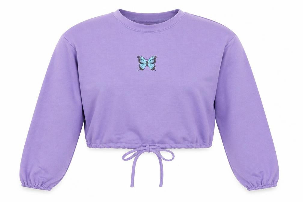 Zaful Womens Purple  Cotton Pullover Sweatshirt Size 8  Pullover - Butterfly