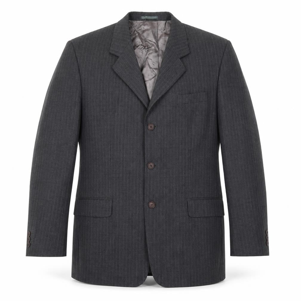 Cohesion Mens Grey Striped Wool Jacket Suit Jacket Size 44