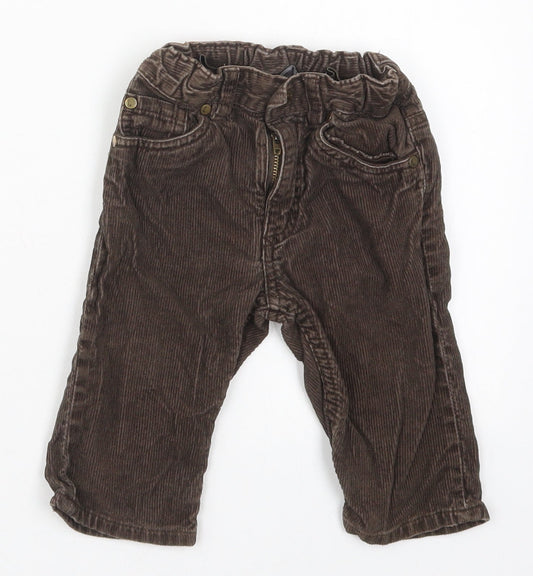 H&M Boys Brown  Cotton Capri Trousers Size 9 Months  Button