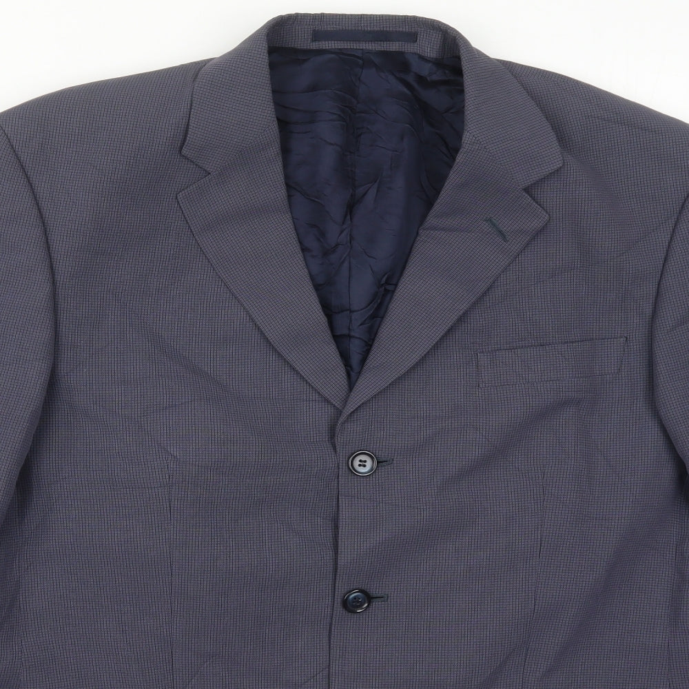 Ultimo Mens Blue Check Viscose Jacket Suit Jacket Size 40