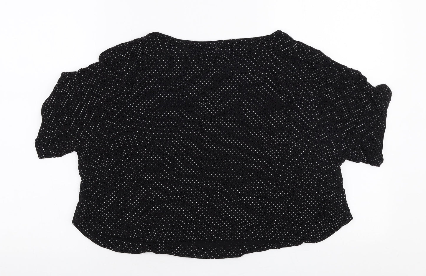H&M Womens Black Polka Dot Viscose Basic Blouse Size 10 Round Neck