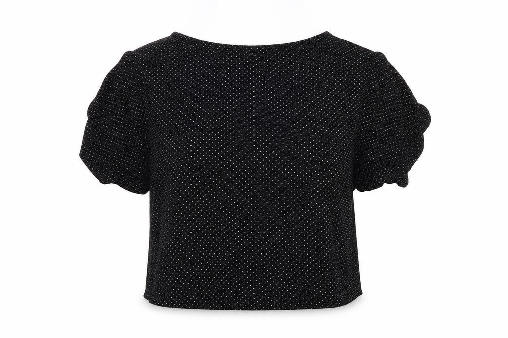 H&M Womens Black Polka Dot Viscose Basic Blouse Size 10 Round Neck
