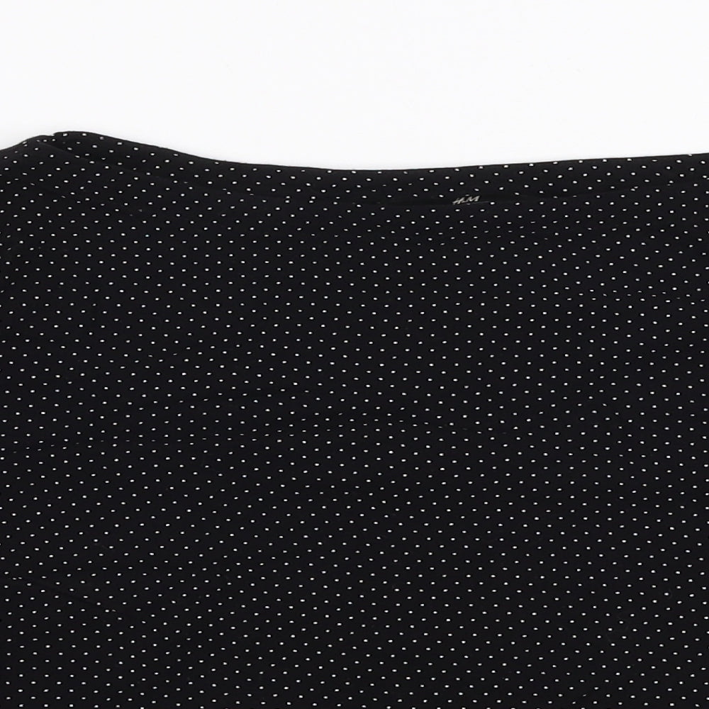 H&M Womens Black Polka Dot Viscose Basic Blouse Size 10 Round Neck