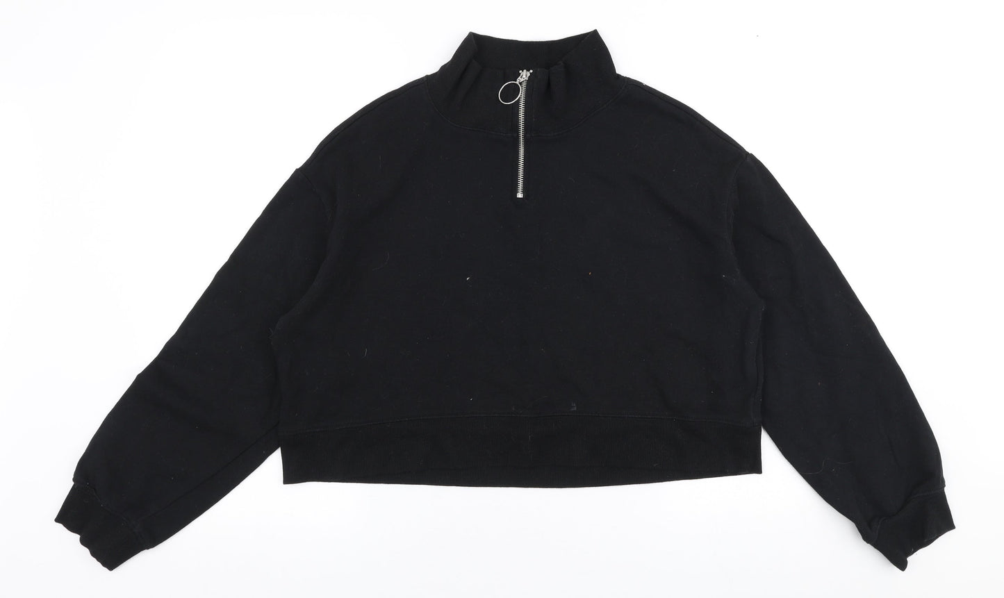 H&M Womens Black  Cotton Pullover Sweatshirt Size M  Zip
