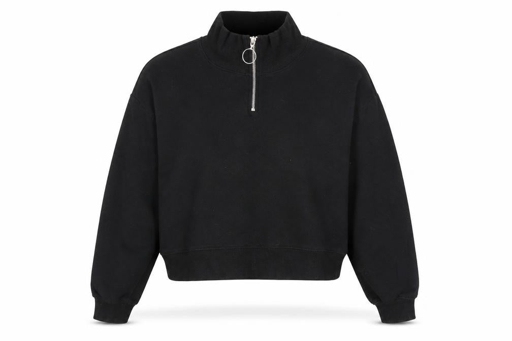 H&M Womens Black  Cotton Pullover Sweatshirt Size M  Zip