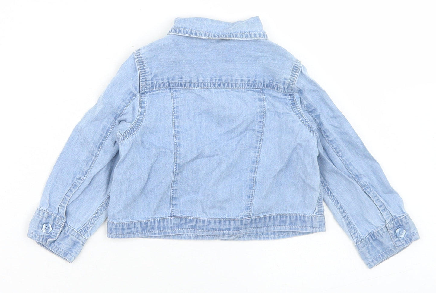 George Girls Blue  Cotton Basic Button-Up Size 6-9 Months Collared Button