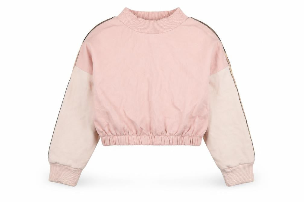 NEXT Girls Pink Colourblock Cotton Pullover Sweatshirt Size 8 Years   - Cropped
