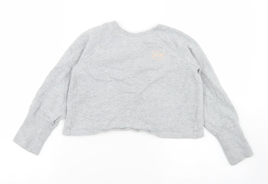 NEXT Girls Grey  Cotton Pullover Sweatshirt Size 7 Years   - Cropped, Open Back