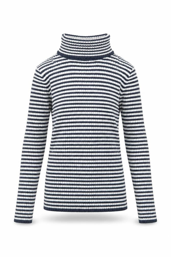 NEXT Girls Blue Striped Polyester Basic T-Shirt Size 7 Years Roll Neck