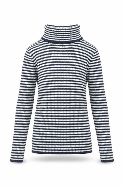 Next Girls Blue Striped Polyester Basic T-Shirt Size 7 Years Roll Neck