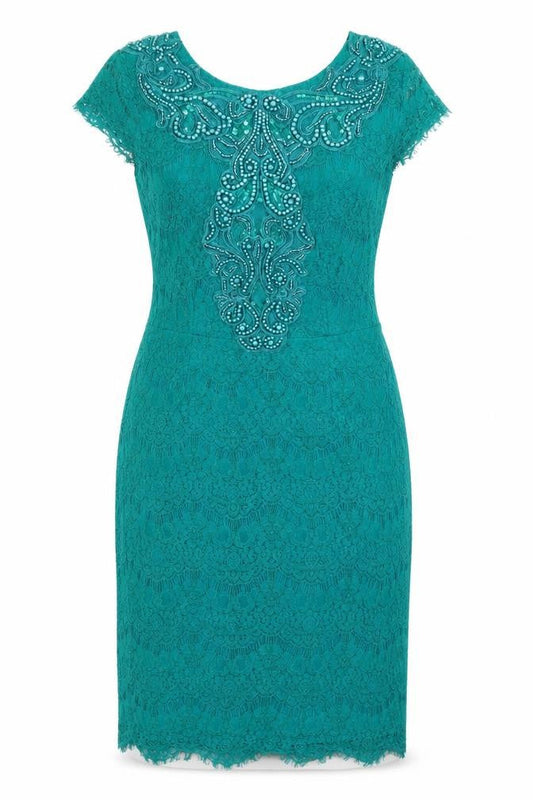 Darling Womens Green  Nylon Pencil Dress  Size 12  Round Neck Zip