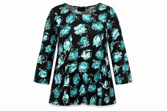 MINKPINK Womens Black Floral Viscose Trapeze & Swing  Size M  Round Neck  - Flare Sleeve