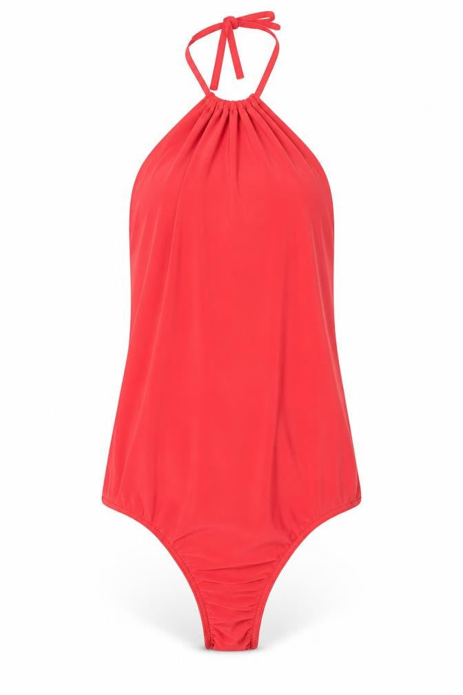 PRETTYLITTLETHING Womens Red  Polyester Bodysuit One-Piece Size 4  Tie