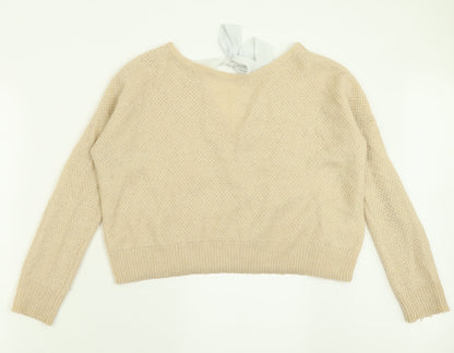 Miss Selfridge Womens Beige Boat Neck  Acrylic Pullover Jumper Size 8