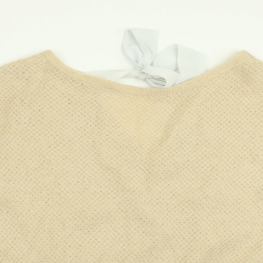 Miss Selfridge Womens Beige Boat Neck  Acrylic Pullover Jumper Size 8