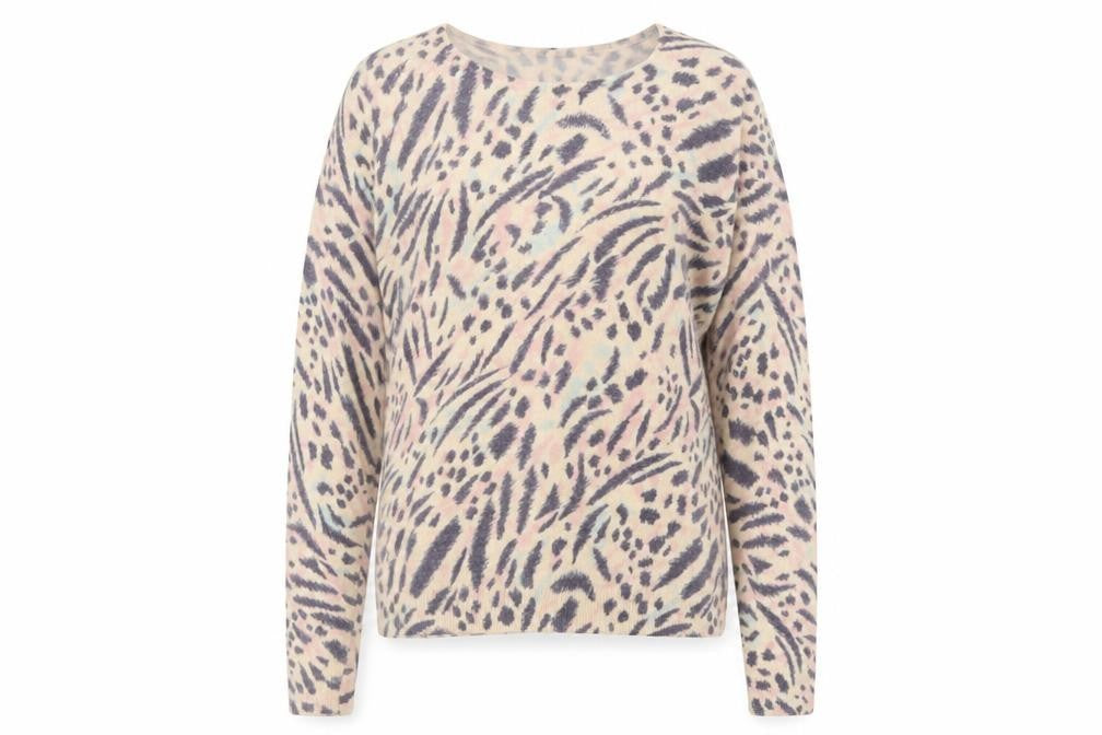 Marks & Spencer Womens Purple Crew Neck Animal Print Viscose Pullover Jumper Size 8