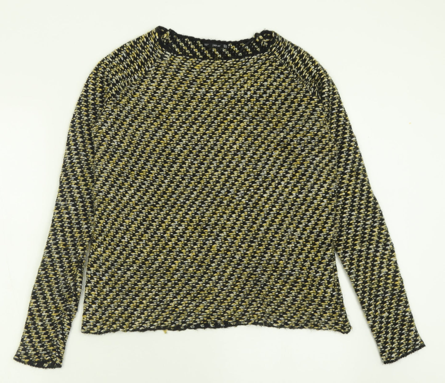 Zara Womens Yellow Crew Neck  Acrylic Pullover Jumper Size M