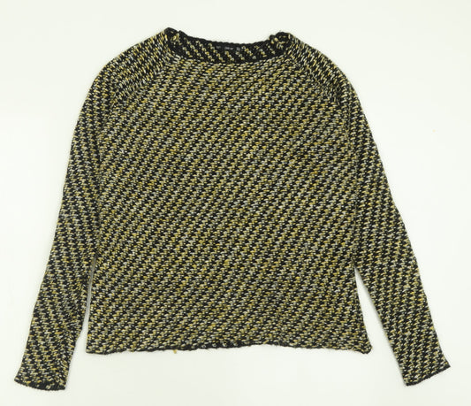 Zara Womens Yellow Crew Neck  Acrylic Pullover Jumper Size M