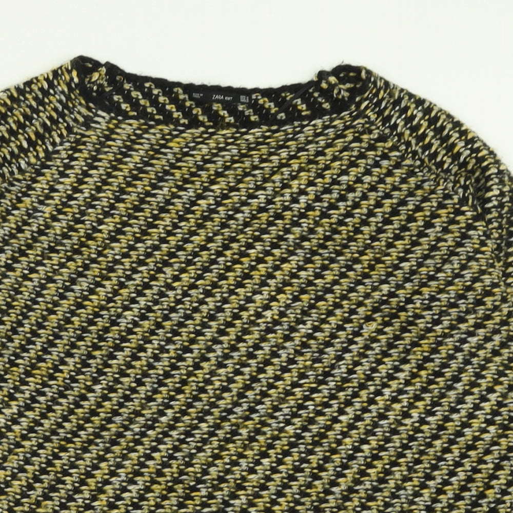 Zara Womens Yellow Crew Neck  Acrylic Pullover Jumper Size M