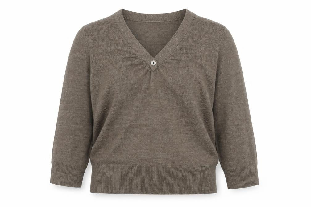 Country Casuals Womens Brown V-Neck Acrylic Pullover Jumper Size M