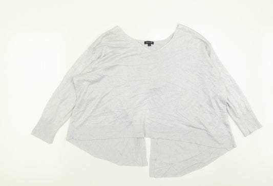 River Island Womens Silver V-Neck  Viscose Pullover Jumper Size 12