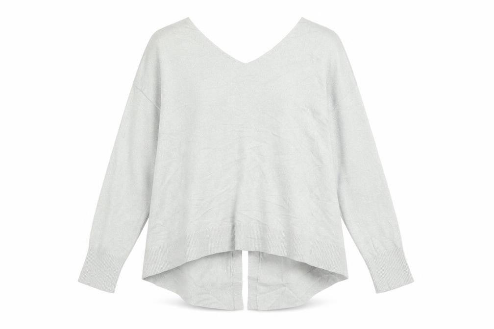 River Island Womens Silver V-Neck  Viscose Pullover Jumper Size 12