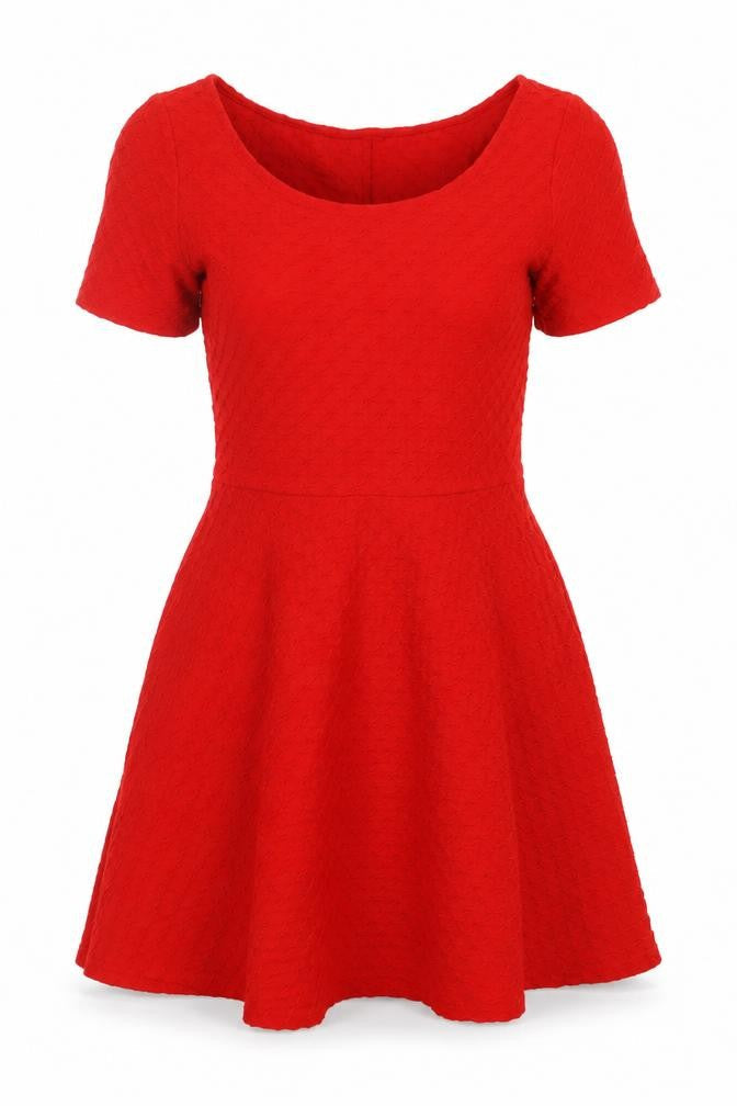 H&M Womens Red  Cotton Fit & Flare  Size S  Scoop Neck Pullover