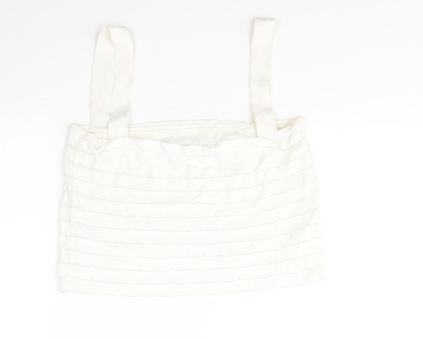 Zara Womens White  Polyamide Cropped Tank Size M Square Neck