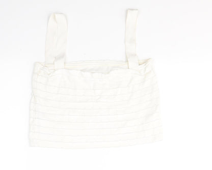 Zara Womens White  Polyamide Cropped Tank Size M Square Neck