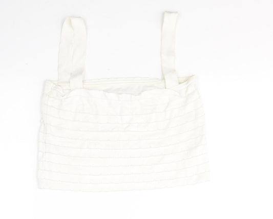Zara Womens White  Polyamide Cropped Tank Size M Square Neck