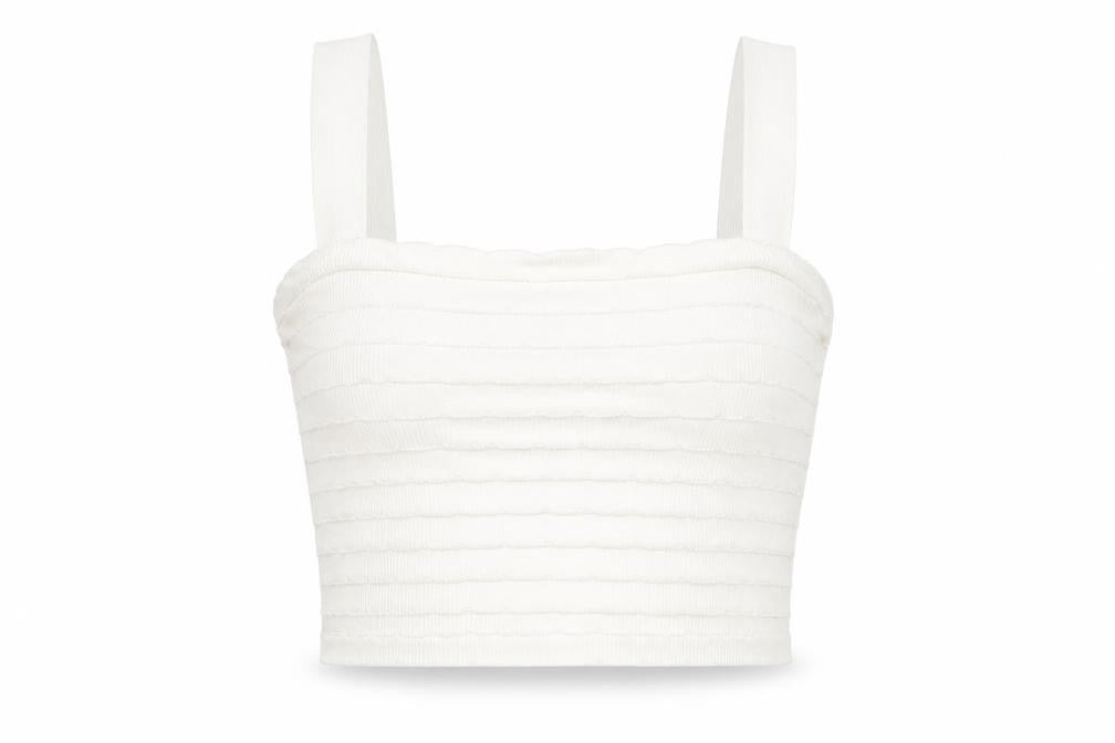 Zara Womens White  Polyamide Cropped Tank Size M Square Neck