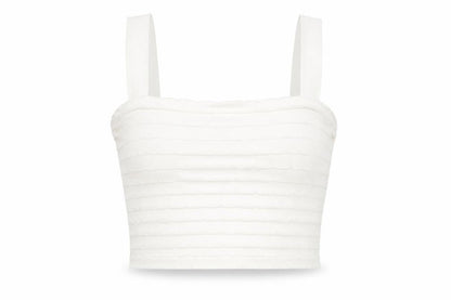 Zara Womens White  Polyamide Cropped Tank Size M Square Neck