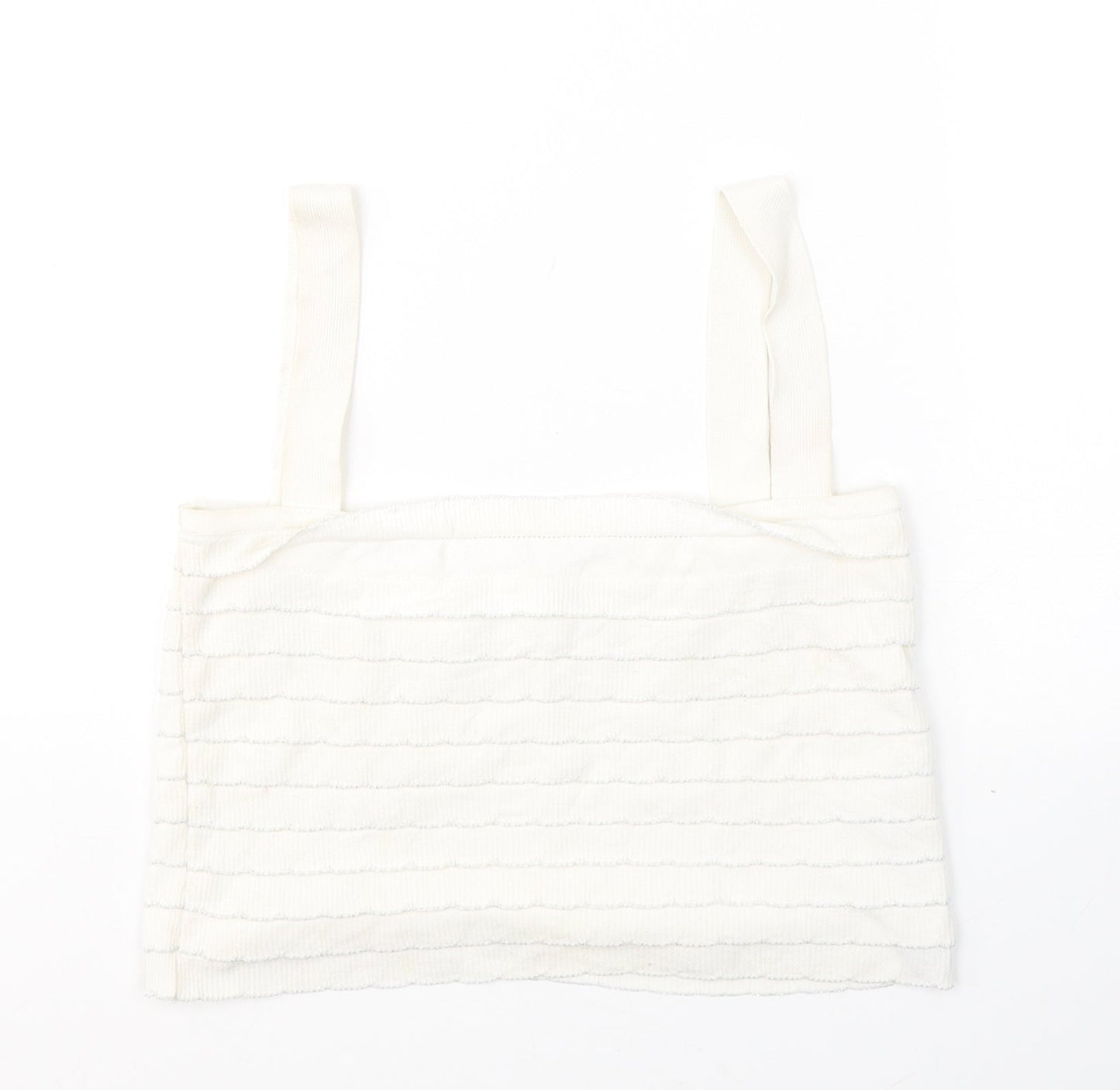 Zara Womens White  Polyamide Cropped Tank Size M Square Neck