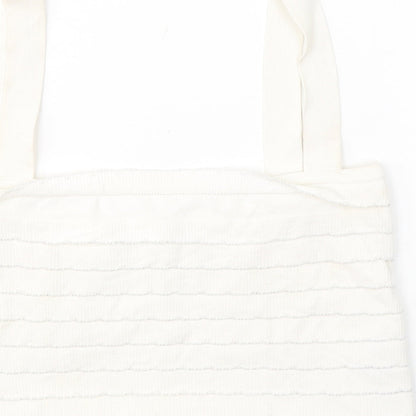 Zara Womens White  Polyamide Cropped Tank Size M Square Neck
