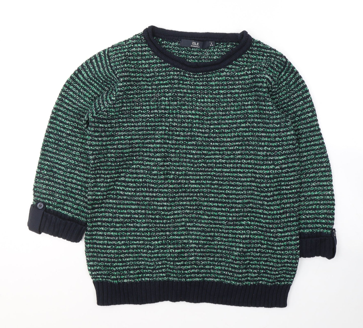 EWM Womens Green Round Neck  Cotton Pullover Jumper Size 10