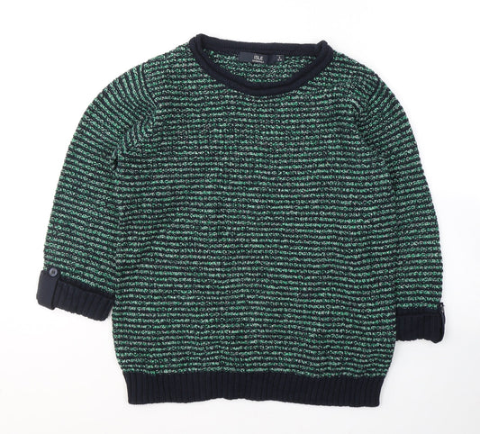 EWM Womens Green Round Neck  Cotton Pullover Jumper Size 10