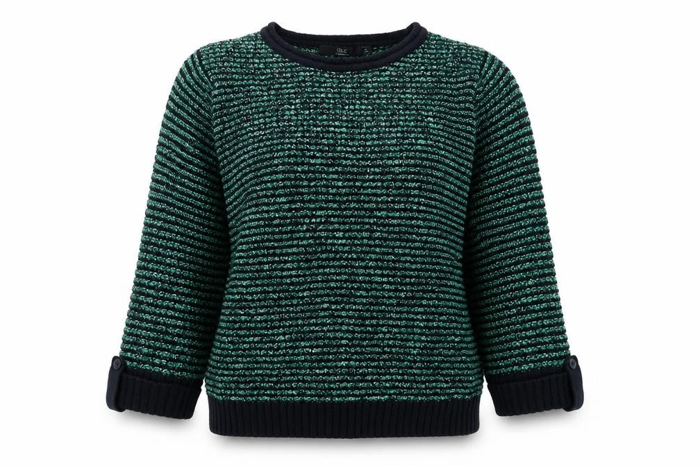 EWM Womens Green Round Neck  Cotton Pullover Jumper Size 10